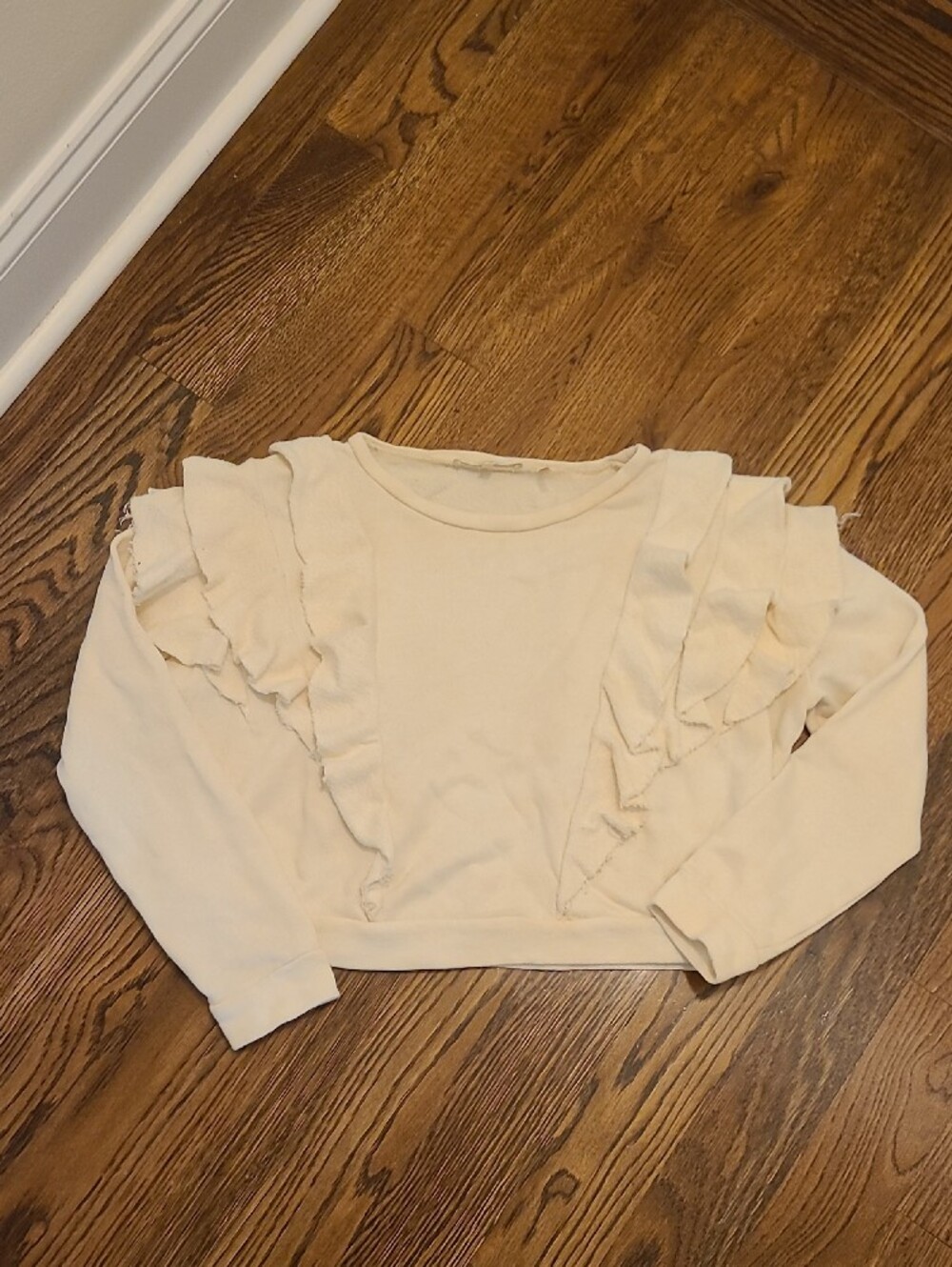 LoveShackFancy Cream Ruffle-Sleeve Pullover - Picture 2 of 5